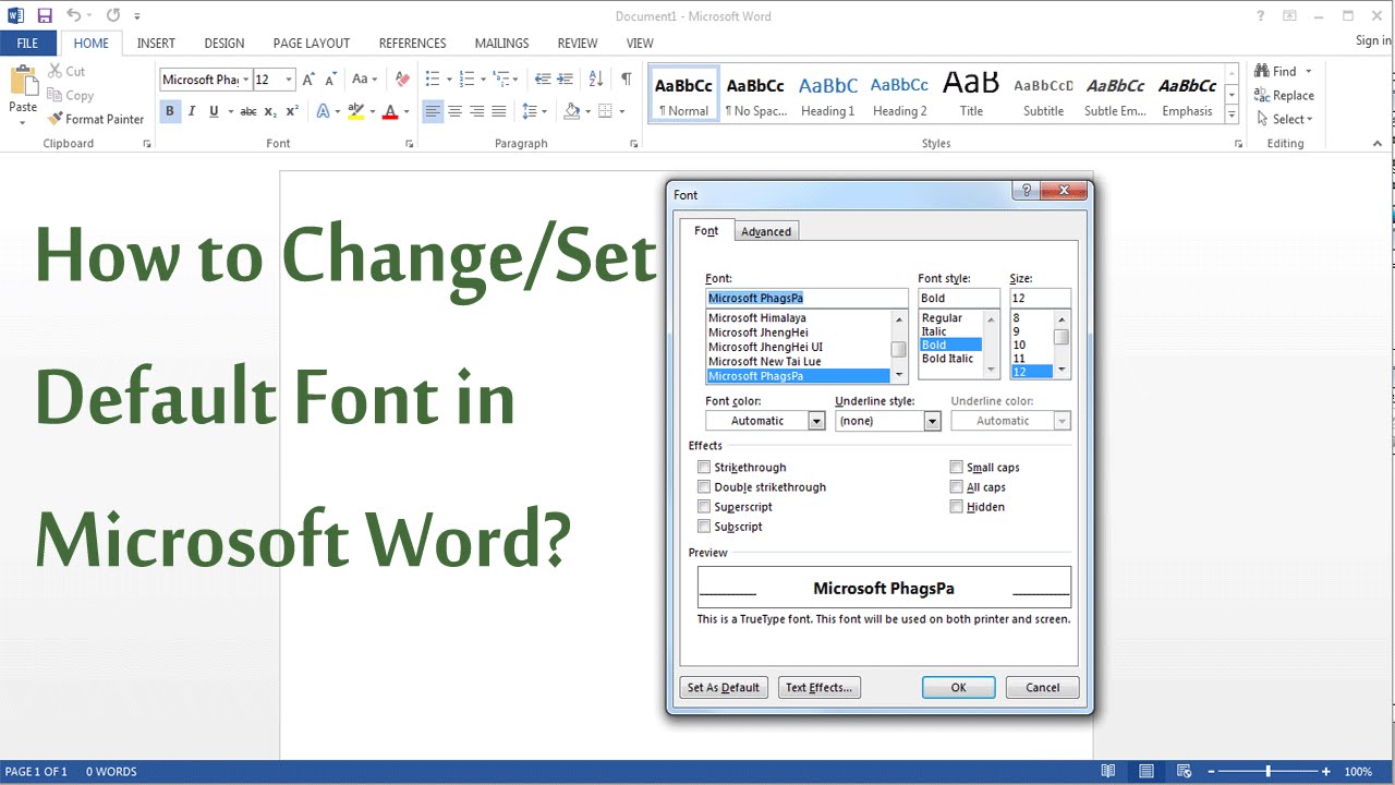 change default font in word 2016 and outlook 2016